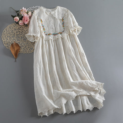 Vestido floral de verão de algodão Cottagecore 