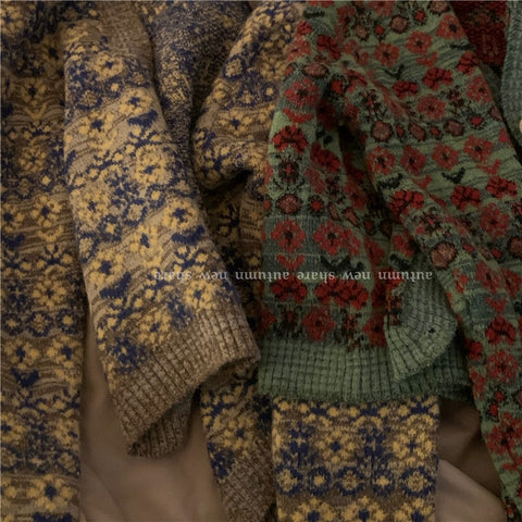 Retro Square Floral Crop Cardigan - 0 - Сottagecore clothes