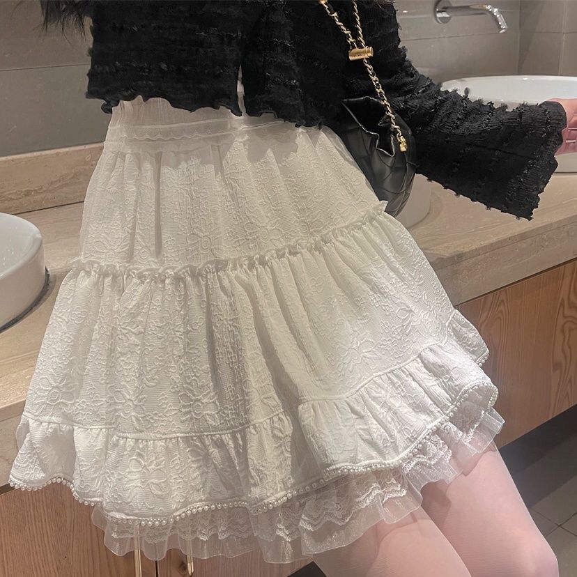 Fairycore White Lace Mini Skirt