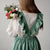 Retro Green Linen Dress - 0 - Сottagecore clothes