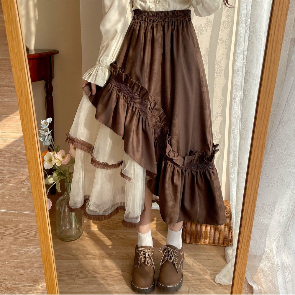 High Waist Mesh Mori Girl Skirt cottagecoreclothes