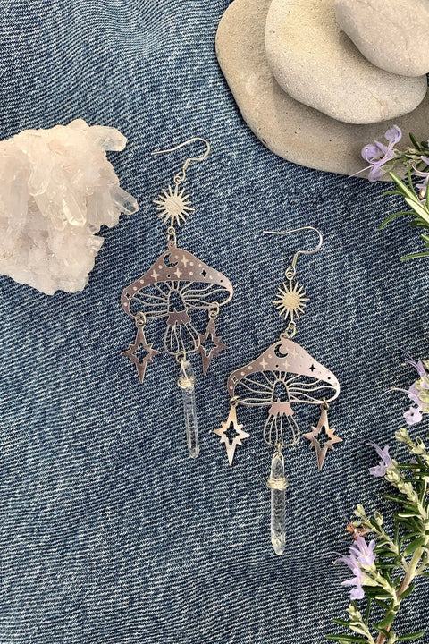 Celestial Mushroom Earrings - 0 - Сottagecore clothes