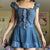 Fairycore Grunge Backless Lace Up A-line Dress - 0 - Сottagecore clothes