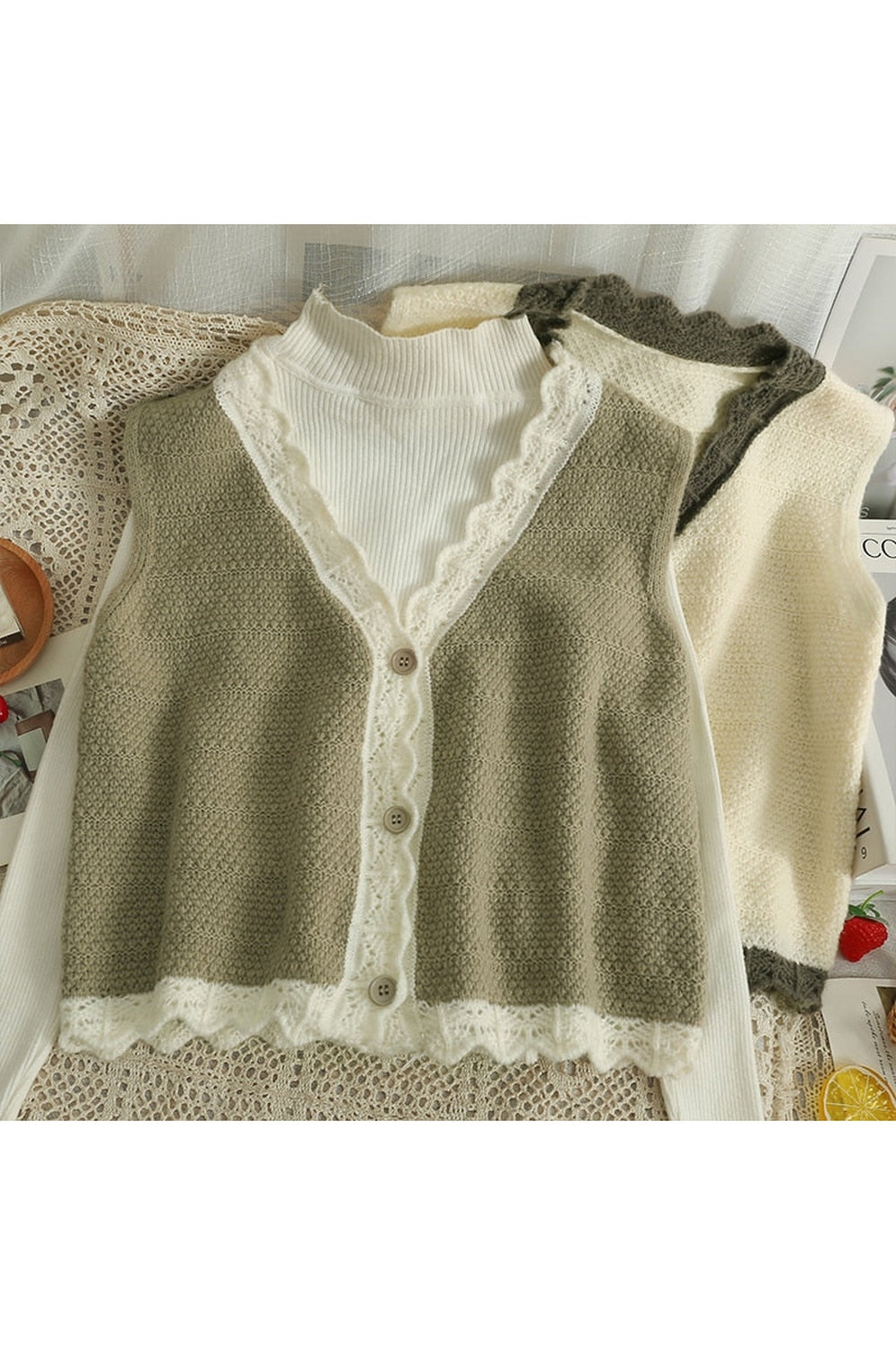 Mori Girl Autumn Lace Vest