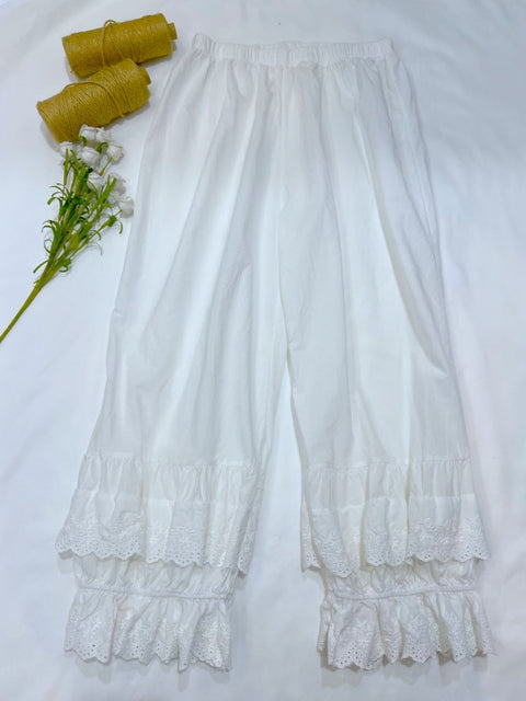 Elastic Waist Cotton Linen  Cropped Pants - 0 - Сottagecore clothes