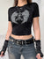Grunge Fairycore Graphic Print Short Sleeve T-shirt - 0 - Сottagecore clothes