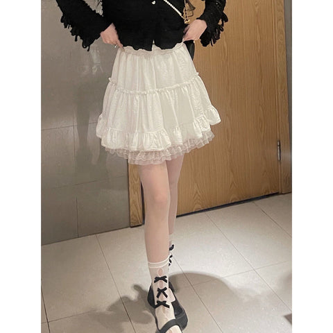 Fairycore White Lace Mini Skirt