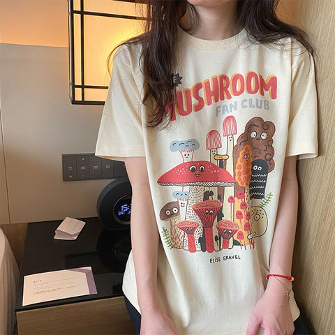 T-shirt with mushroom print - 0 - Сottagecore clothes